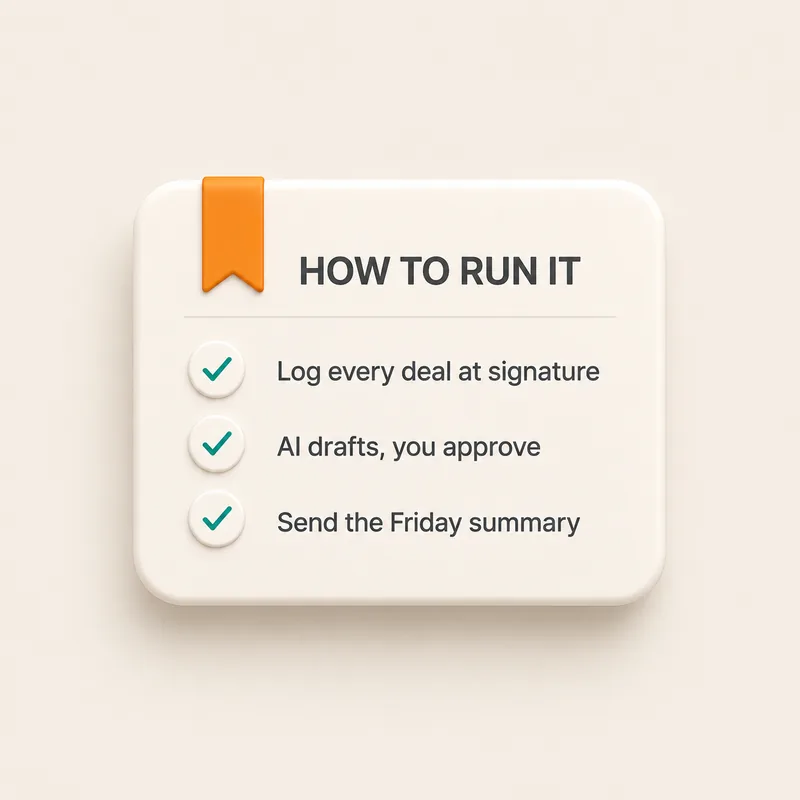 A how to run it card listing three ticked rules.